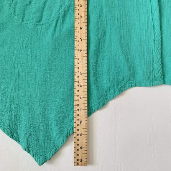 Oh My Gauze! Button Up Teal Tunic Short Dress Handkerchief Whimsical Lagenlook - Picture 10 of 12